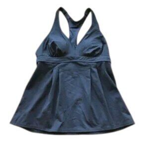 Lands End Tankini Top Black Racerback (6)